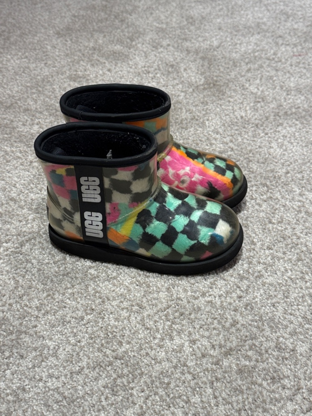 UGG Kids Colorful Checkerboard Short Booties